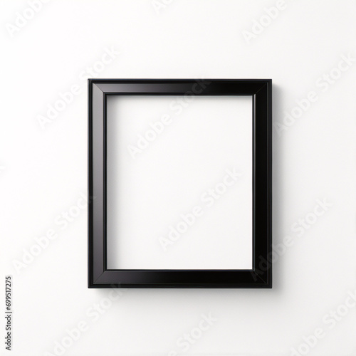 Lienzo en blanco vacío con marco decorativo negro sobre una maqueta de fondo blanco 