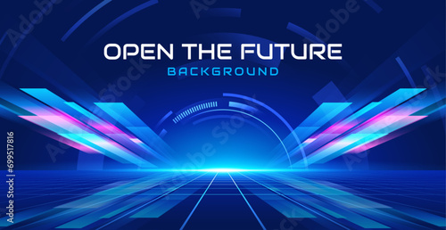 vector abstract technological light tunnel background