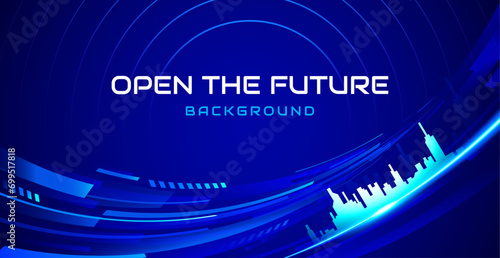 vector abstract future city and light tunnel background