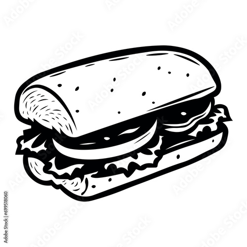 Sandwich black vector icon on white background