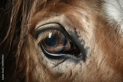 Strong Horse head closeup. Pet animal. Generate Ai