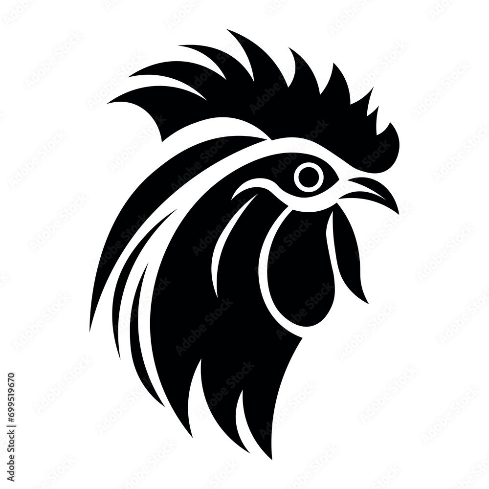 Rooster black vector icon on white background Rooster black vector icon on white background