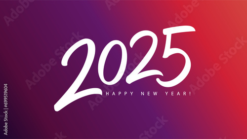 2025 calligraphy web slide. Happy New Year 2025 pink color typography logo design. Celebration number icon. Vector illustration photo