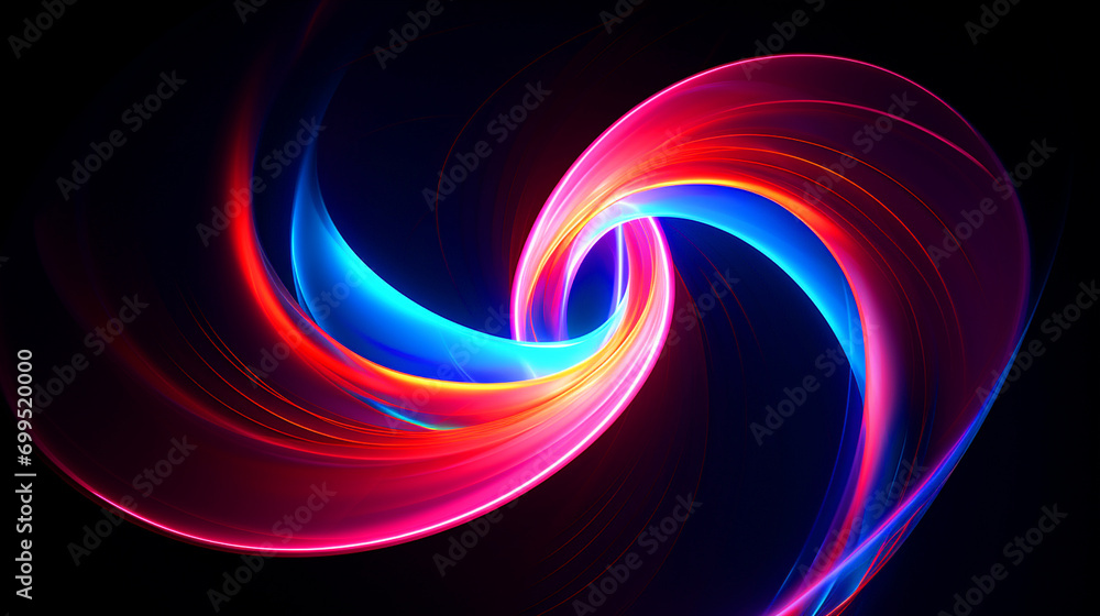 Spiral colorful neon lights glowing background - ai generative Spiral colorful neon lights glowing background - ai generative
