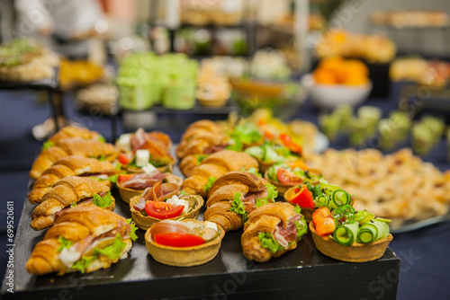 catering for the conference, buffet with delivery, sandwiches, croissants, tartlets, snacks