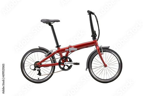 red folding bicycle isolated on a transparent background.