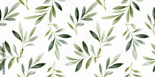 Nature banner flowers and leaves watercolor pattern on white background. Background flowers for print and fabric  web 