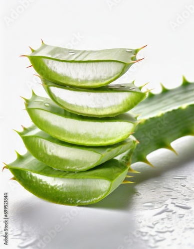 Pieces of Aloe Vera and Fresh Leaves of Aloe Vera - for Natural Cosmetics branding and Mock Up