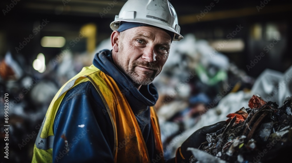 Sanitation workers working in recycling plants Sanitation workers working in recycling plants
