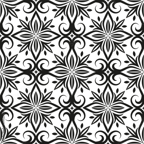 Damask seamless pattern. Vector background with abstract ornament for fabric, textile, wallpaper, wrapping