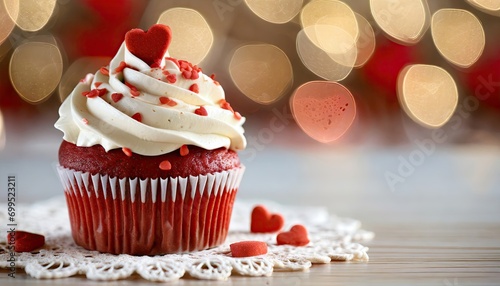 Romantic Red Velvet Treat for Valentine's with Copyspace