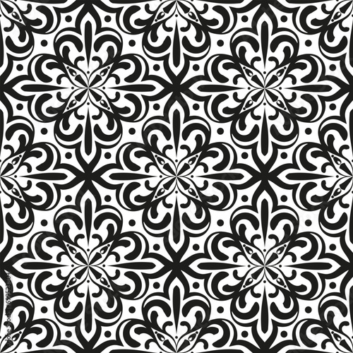 Damask seamless pattern. Royal endless background for wallpaper  fabric  wrapping. Black ornaments on a transparent background