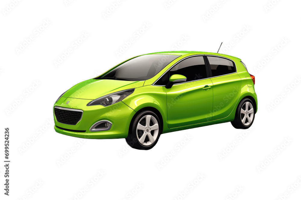 Fototapeta premium bright green compact car with a modern and sleek design