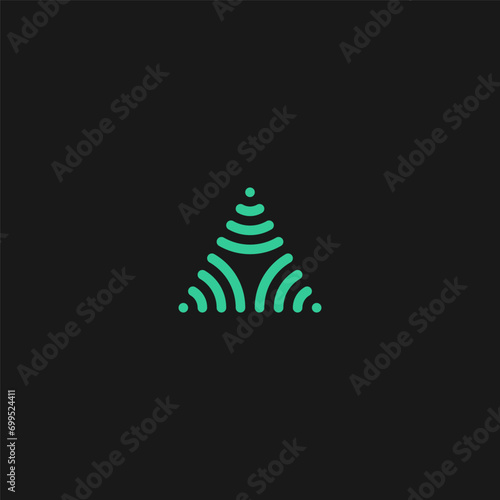 Triangle letter A. Sound or wifi signal concept in triangular shape.