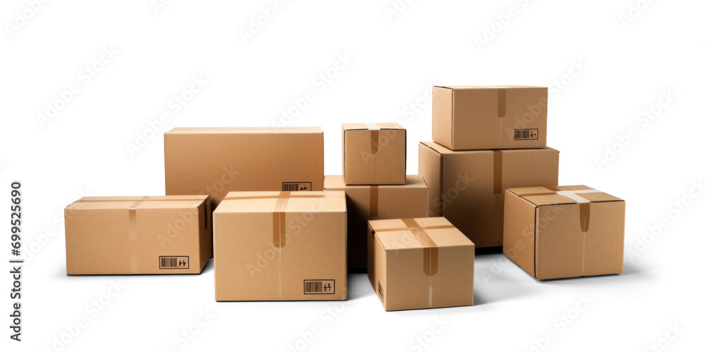 Pile of Cardboard Boxes on White Background Pile of Cardboard Boxes on White Background