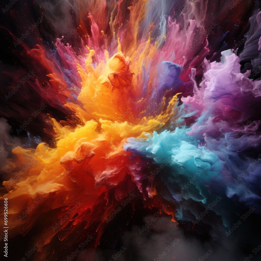 Dynamic and Colorful Cloud Formation on Black Background
