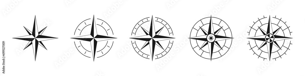 Compass icons set. Compass background. Vector illustration. Compass icons set. Compass background. Vector illustration.