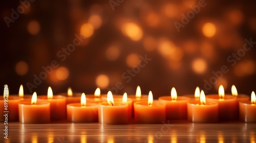 burning candles in the blurred background