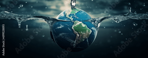 A water splashing around a planet earth