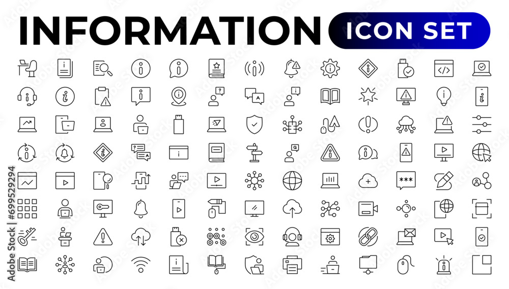 Info icons set. Information icon collection.Outline icon collection. Info icons set. Information icon collection.Outline icon collection.