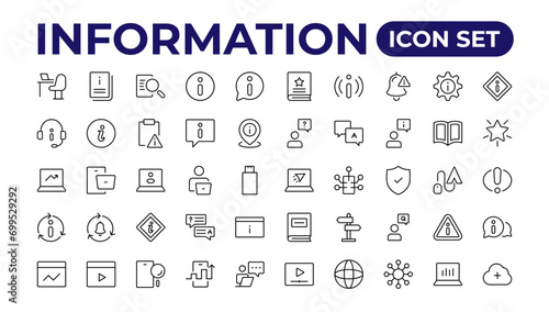 Info icons set. Information icon collection.Outline icon collection.