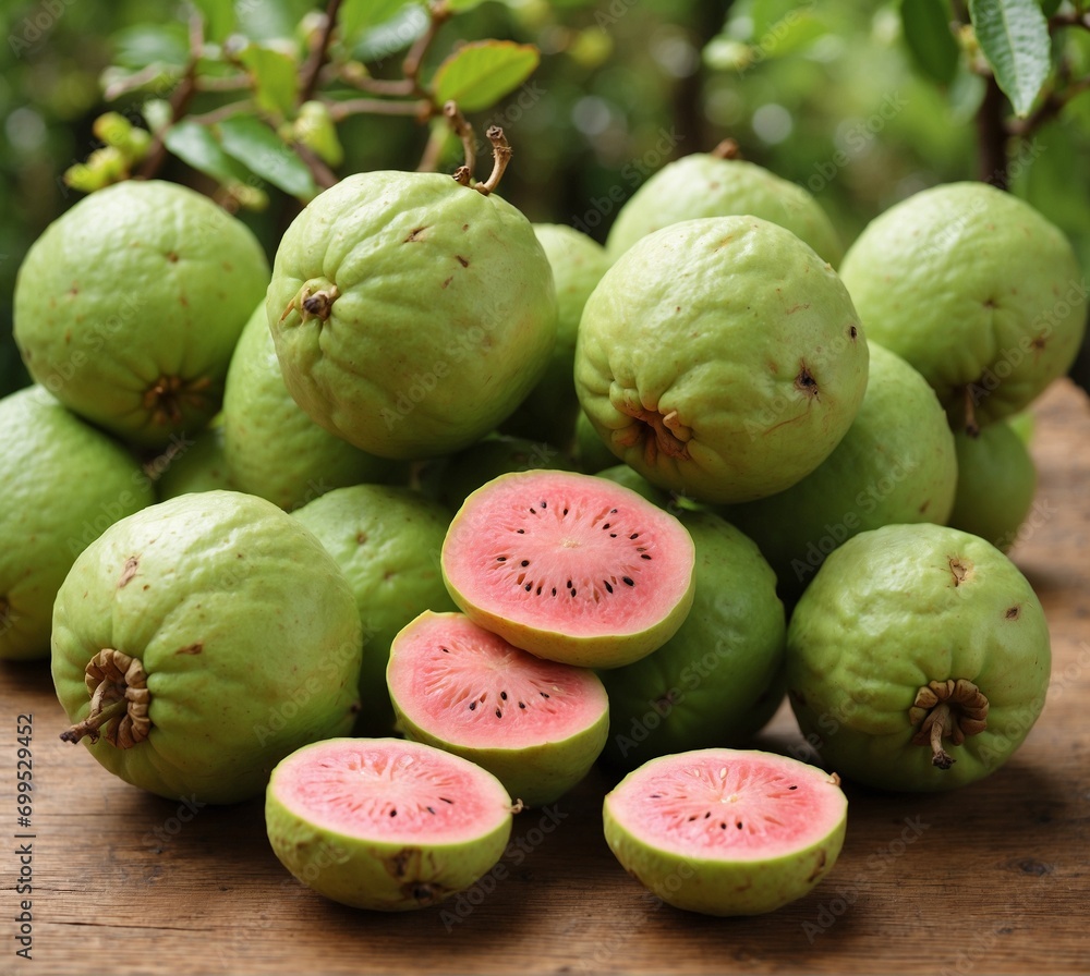 Fresh guava fruit on a wooden background, sweet and sour fruit. Fresh guava fruit on a wooden background, sweet and sour fruit.