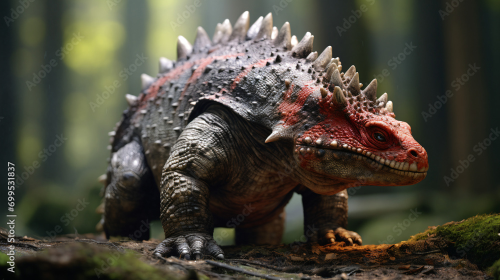 An Ankylosaurs a real sized dinosaur is in Jurassic