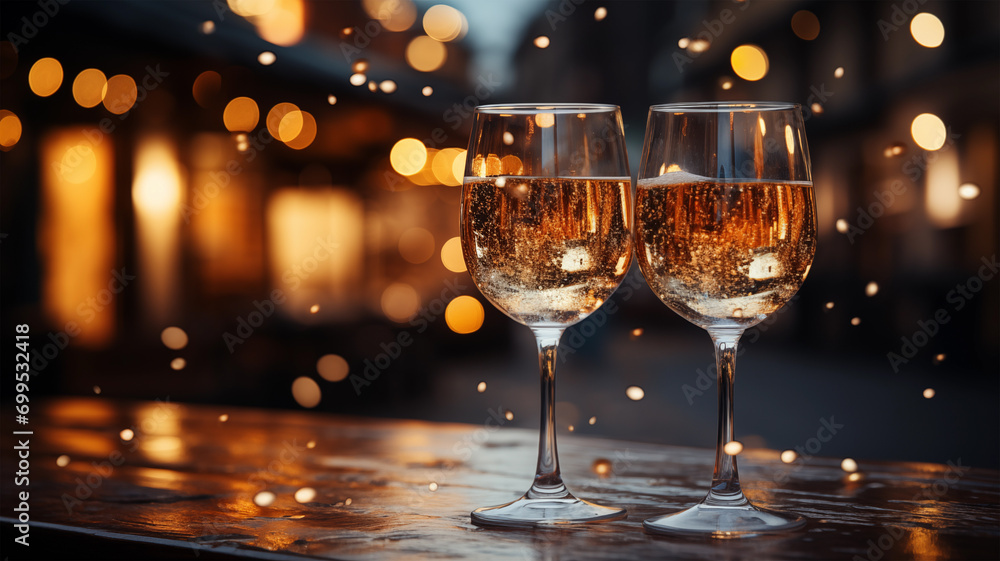 Photograph of wine glasses during holiday celebrations