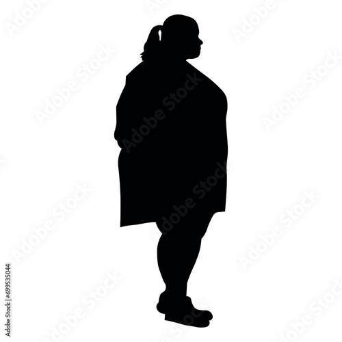 Plus size woman silhouette on white background