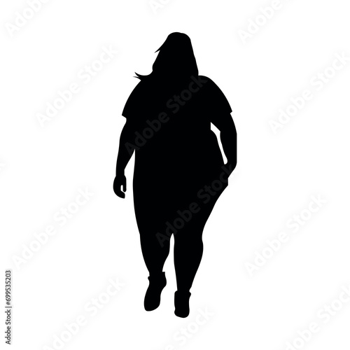 Plus size woman silhouette on white background