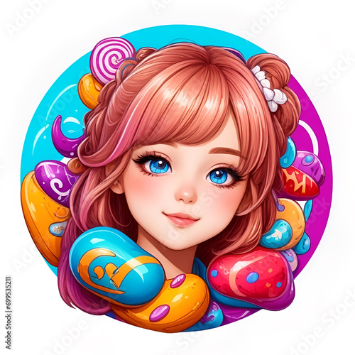 chocolate and dessert themed girl illustration on white background