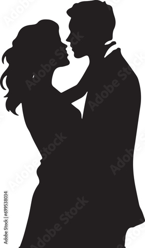 Romantic couple silhouette Illustrator line art design vector