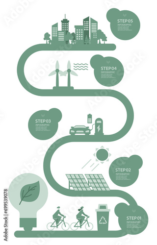 green city eco friendly power saving infographic presentation element background