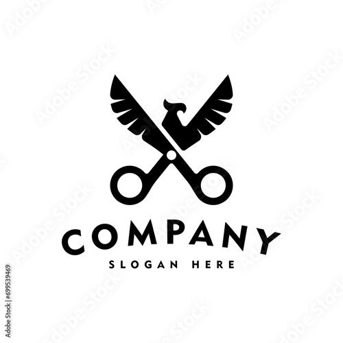 scissors and birds logo icon and vector