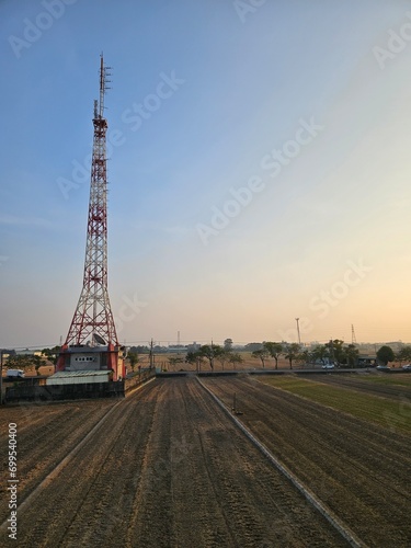  Small electricity tower at sunset
