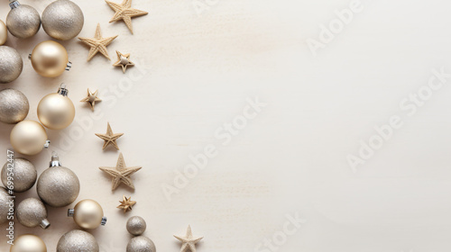 Boho Christmas banner design with balls stars fir