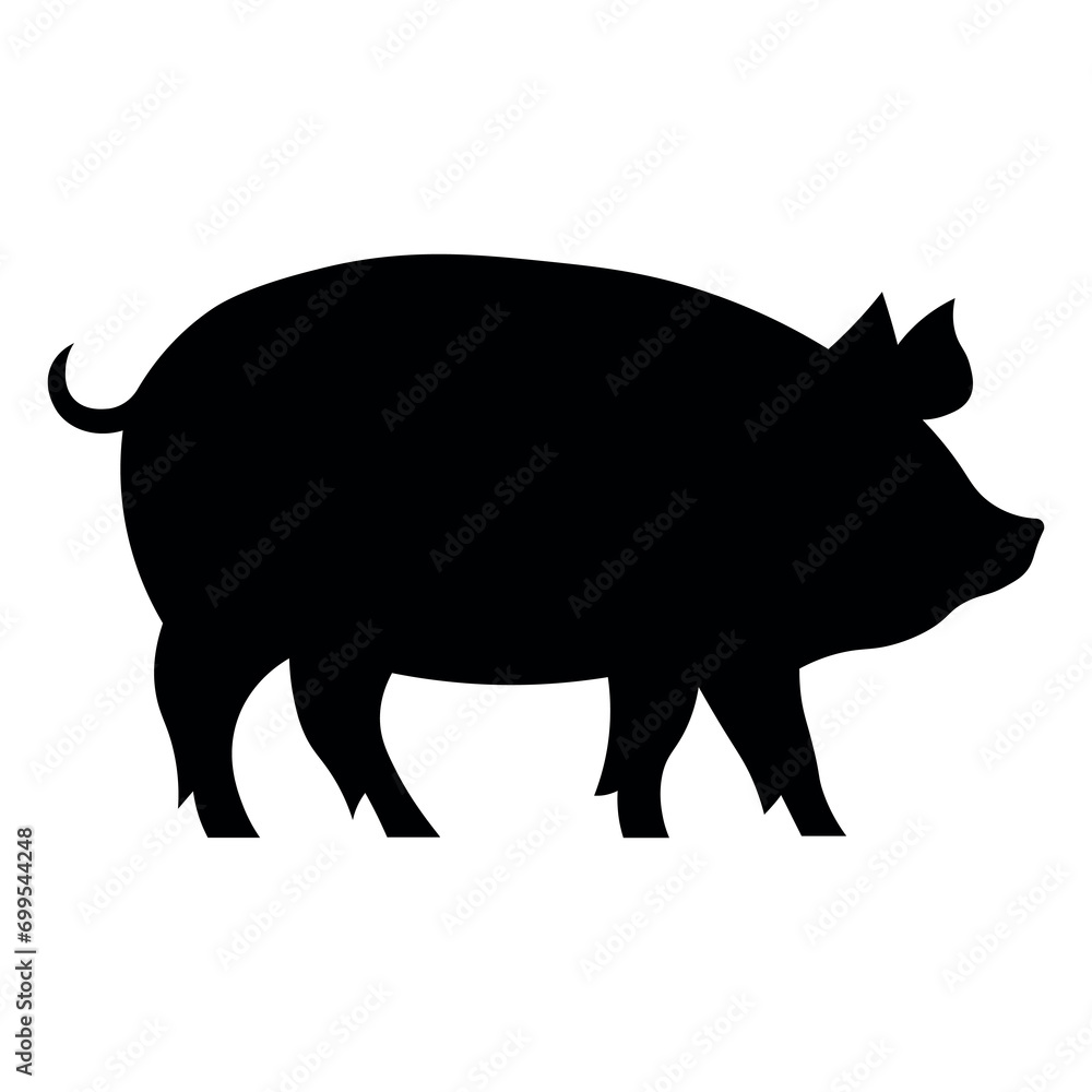 Pig black vector icon on white background Pig black vector icon on white background
