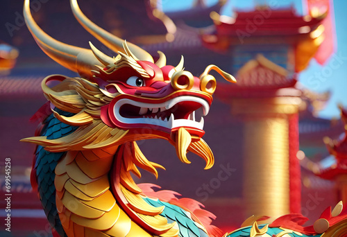 Chinese dragon on minimal background