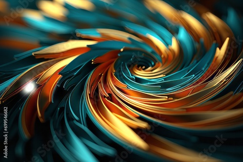 Kaleidoscopic Spiral Swirl, on an isolated Turquoise background, Generative AI