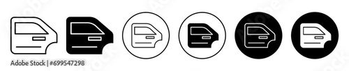 car door panting icon thin line symbol. door tint or dent fixing repair service vector illustration set