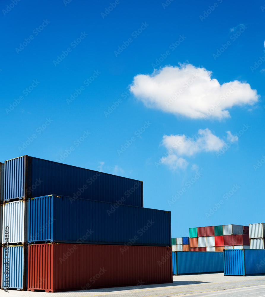 Fototapeta premium Large group of cargo containers at the docks