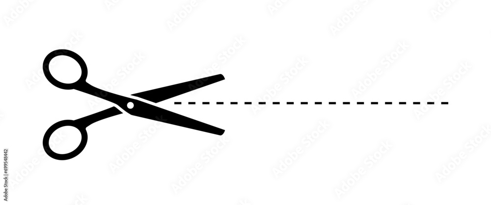 Scissors set. Scissors with cut line vector illustration collection. Collection scissors black on white background. Vector illustration Scissors set. Scissors with cut line vector illustration collection. Collection scissors black on white background. Vector illustration