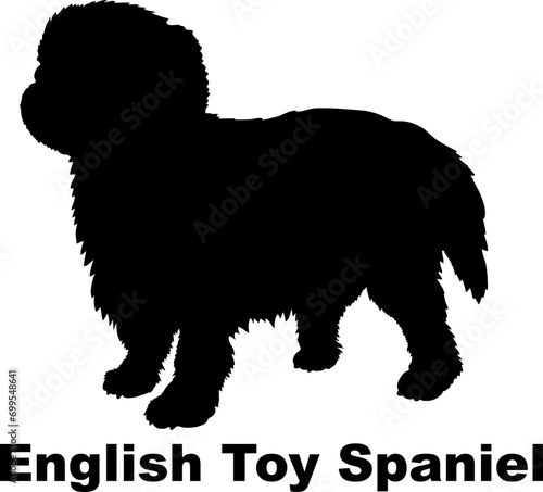 Dog English Toy Spaniel silhouette Breeds Bundle Dogs on the move. Dogs in different poses. The dog jumps, the dog runs. The dog is sitting. The dog is lying down. The dog is playing 