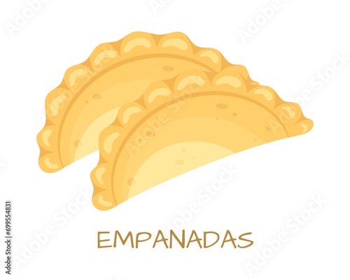 Empanadas fried pie. Latin American and Spanish fast food. Vector illustration
