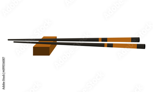 Wooden chopsticks. Asian bamboo tableware. Vector illustration.
