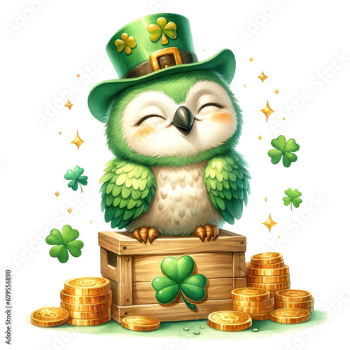 Cute Owl St Patrick s Day Clipart Illustration