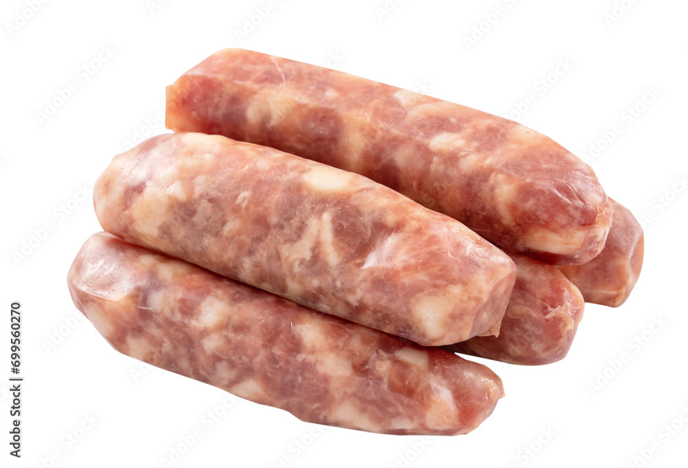 Raw Taiwanese sausage in garlic flavor isolated on white background. Raw Taiwanese sausage in garlic flavor isolated on white background.