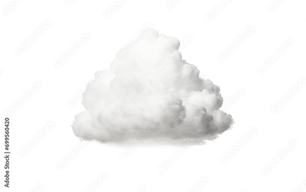 Floating Dreams: The Serenity of Single White Clouds Isolated on Transparent Background PNG.