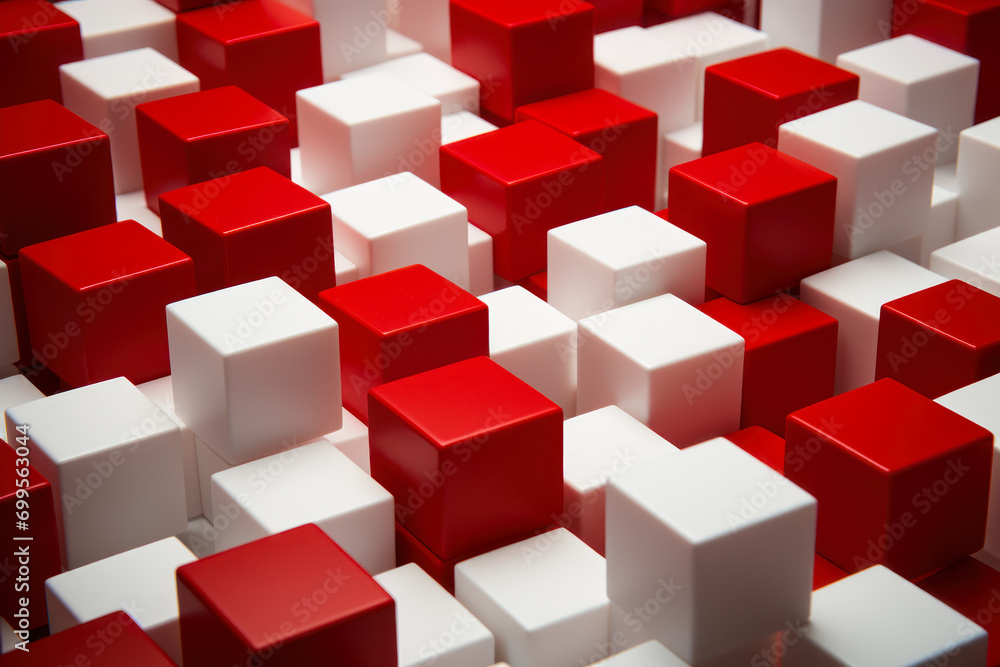 Abstract Red and White Cubes Pattern. Abstract Red and White Cubes Pattern.
