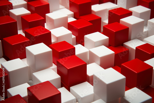 Abstract Red and White Cubes Pattern.